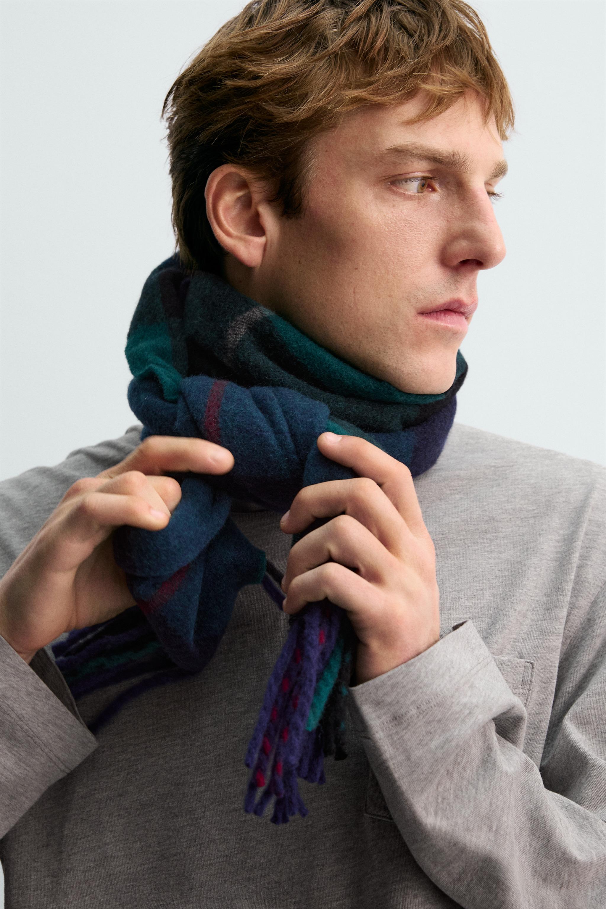 WOOL BLEND PLAID SCARF AARON LEVINE X ZARA